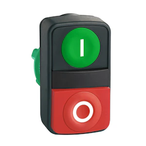 schneider electric Dubbeltrycke grön "i" röd "o"